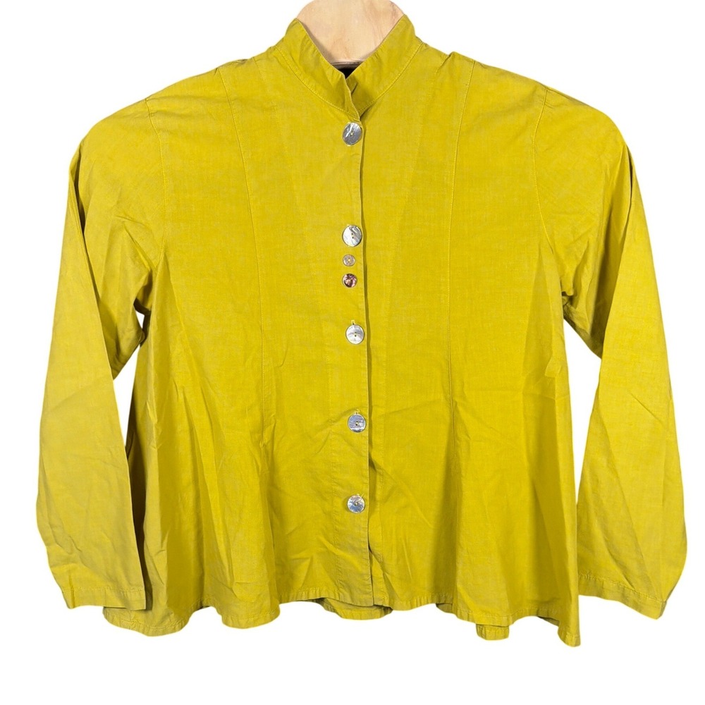 Eleven Stitch Design Top Womens L Swing Mustard Yellow Button-Down Made in USA